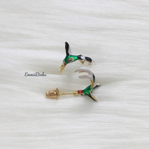 ✨3for$38sale New Minimalist Tiny Hummingbird Hoop Earrings / Bird Earrings - Picture 5 of 12